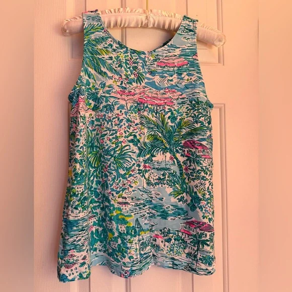 🦋Lilly Pulitzer swing tank top criss cross back size extra small EUC - Picture 1 of 5